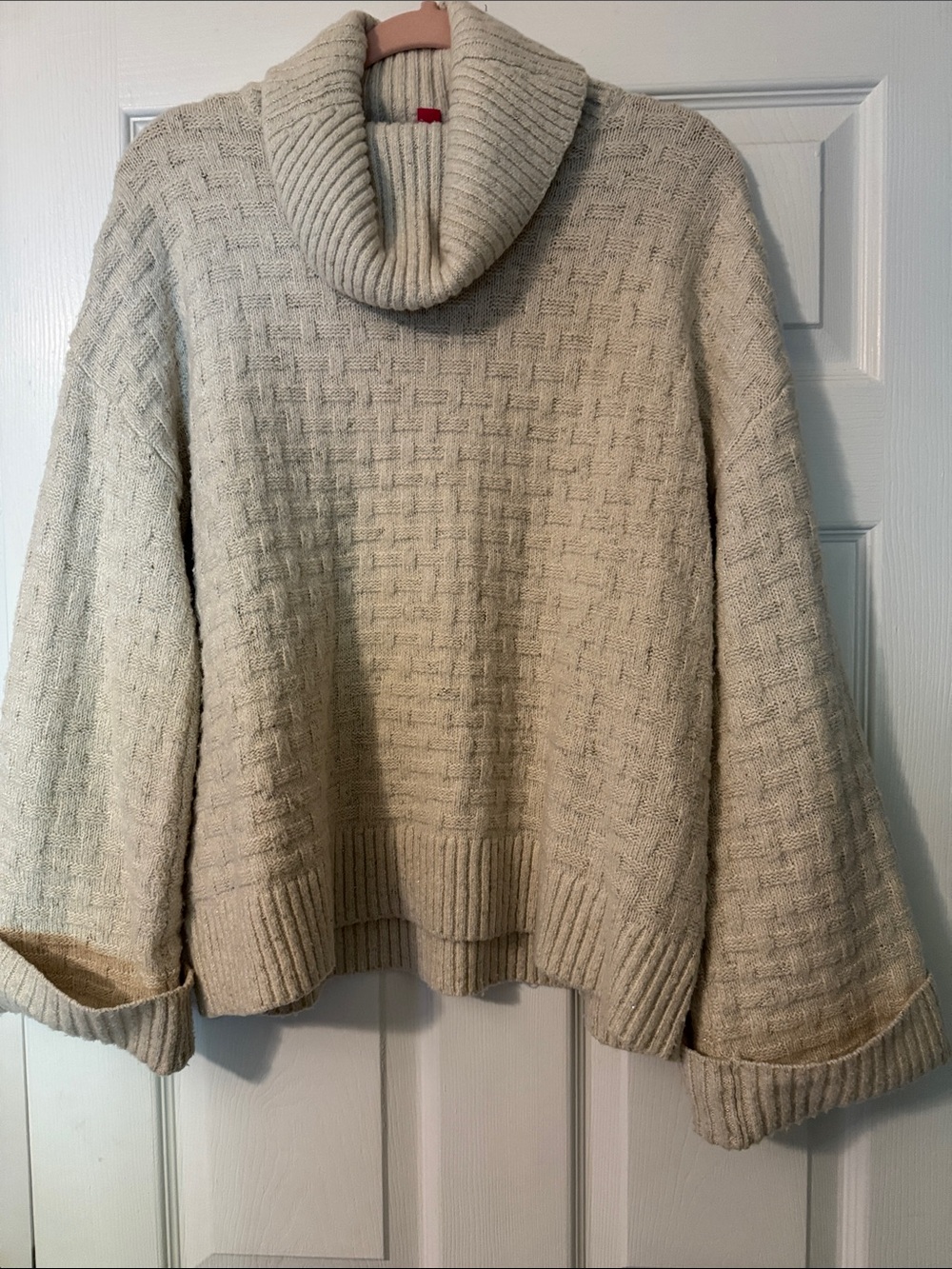 Vince Camuto Cream Cowl Neck Basketweave Sweater